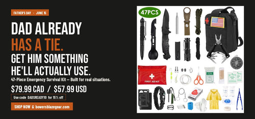 72-Hour Emergency Survival Bundle - Bivy, Solar Radio, Ferro Rod, Water Filter, Paracord Bracelet