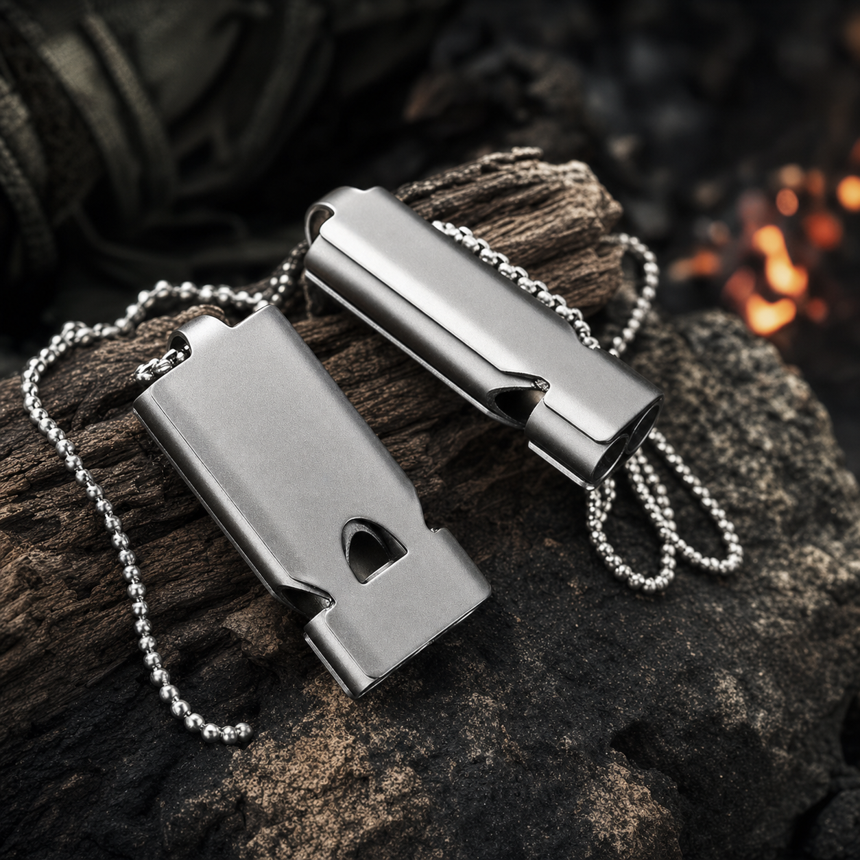 Three-Tube Emergency Survival Whistle — High-Volume Titanium