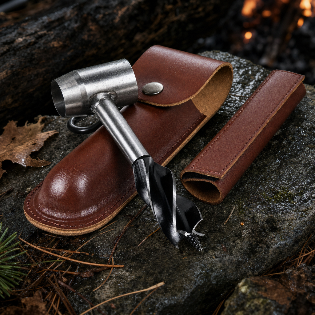 Survival Manual Auger Drill — Portable Fire & Wood Tool