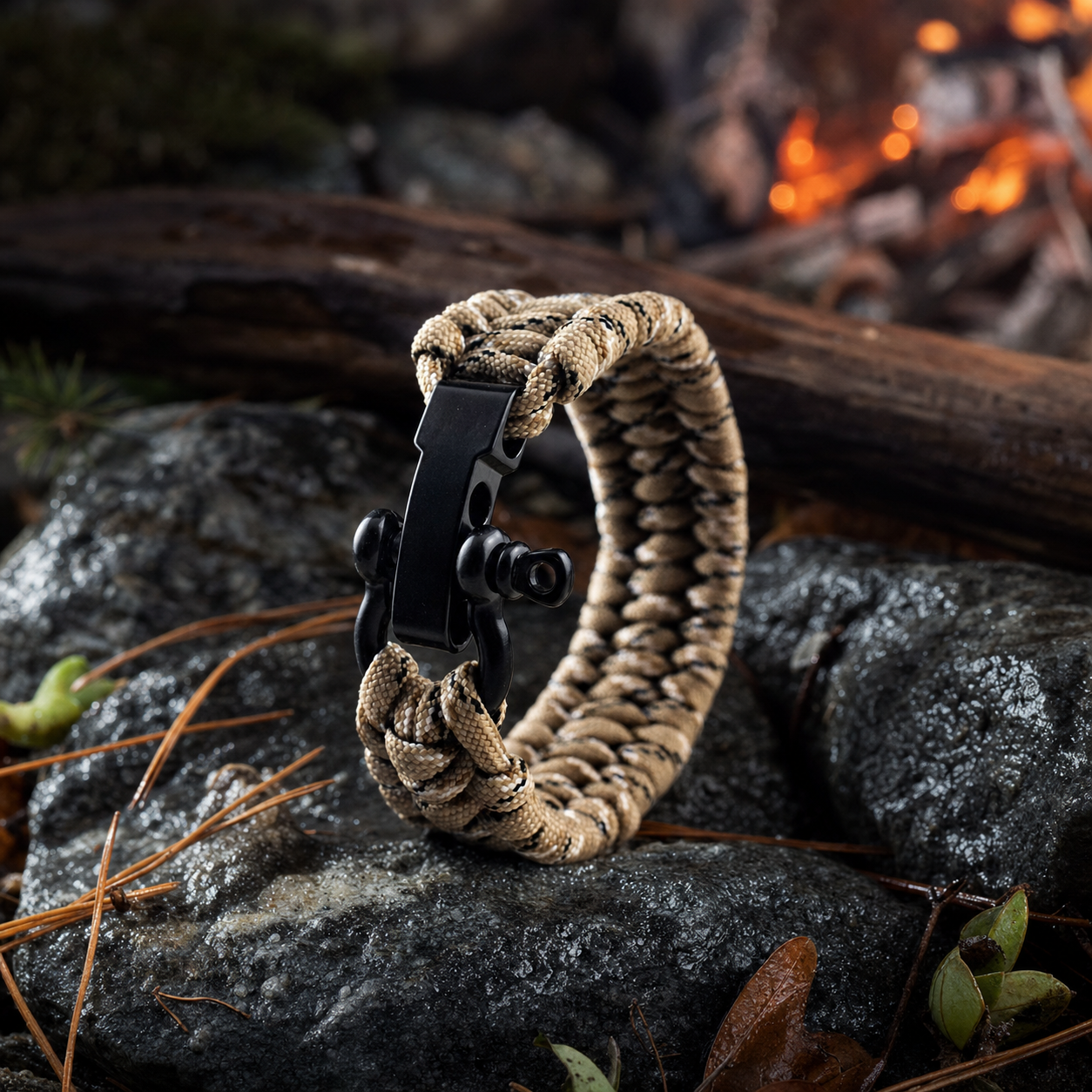 Emergency Survival Paracord Bracelet — 550lb, Compass & Fire Starter